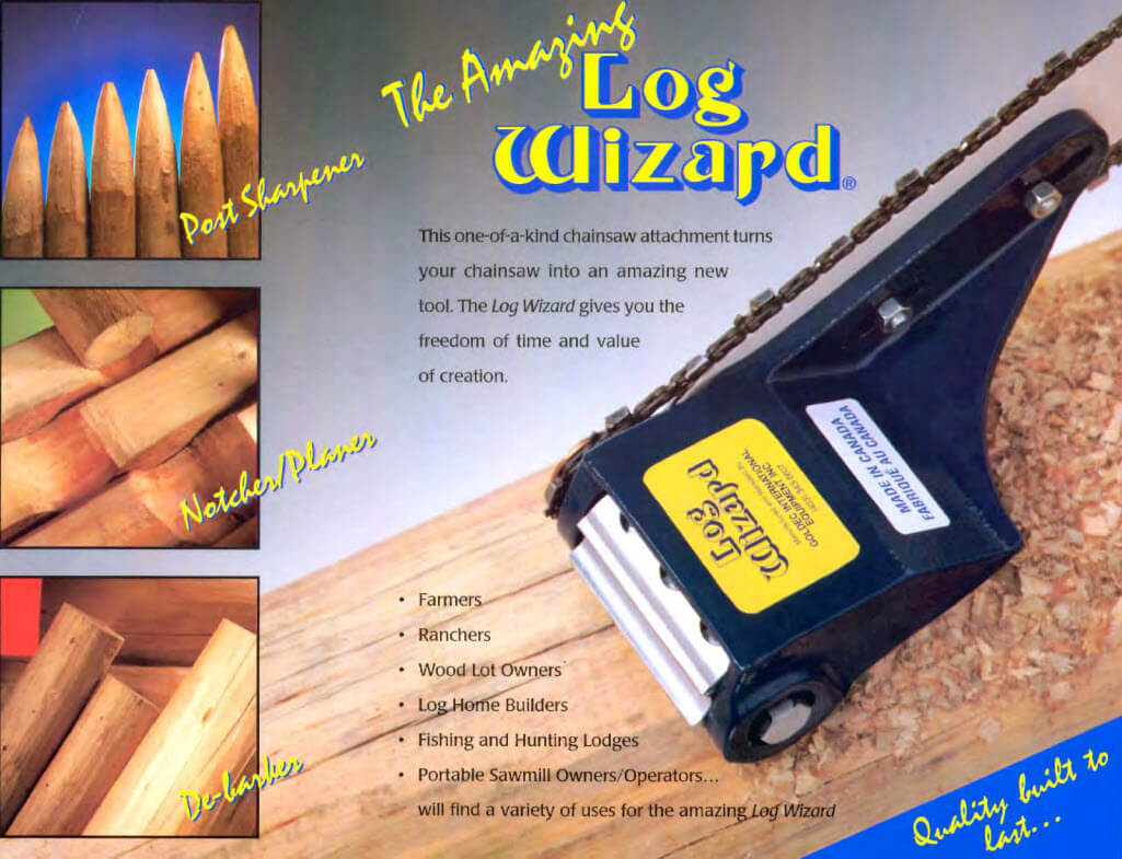 log wizard brochure showing log peeling