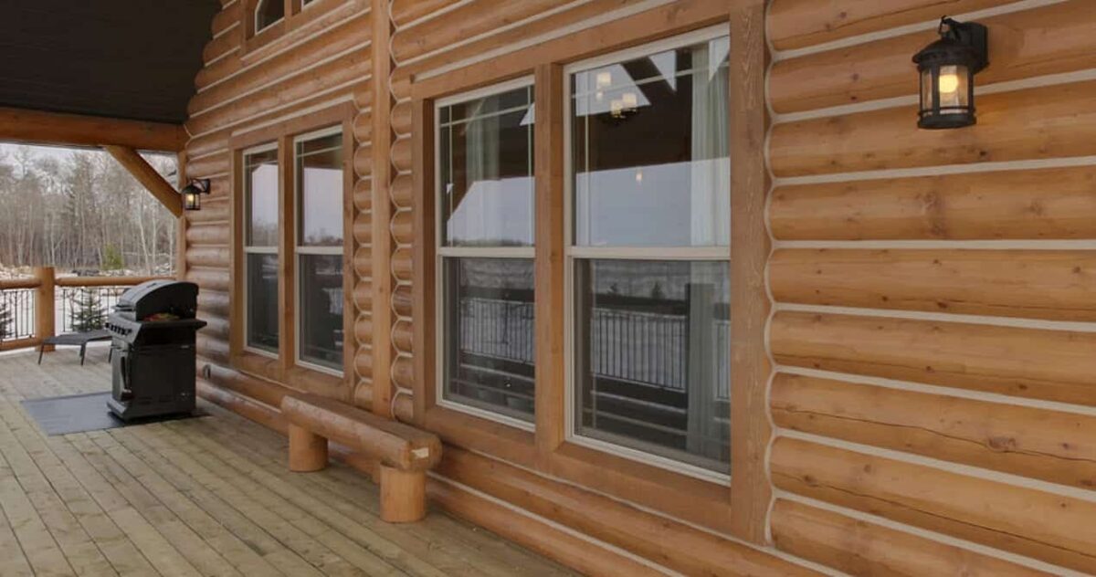 Half Round log siding Gable wall