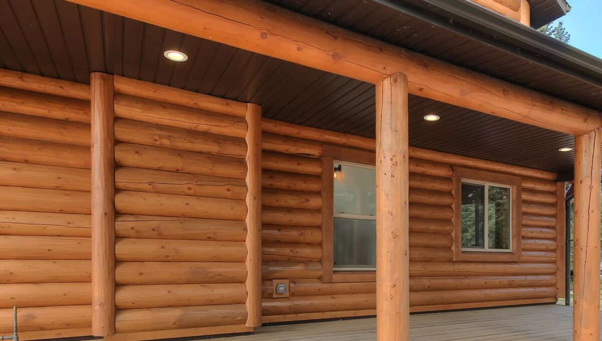 Half Round log siding hand hewn