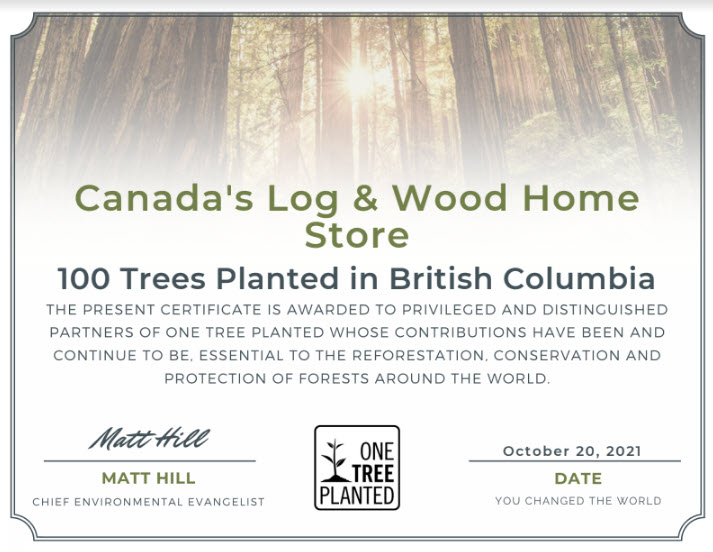 reforestation British Columbia Canadas log and wood home store
